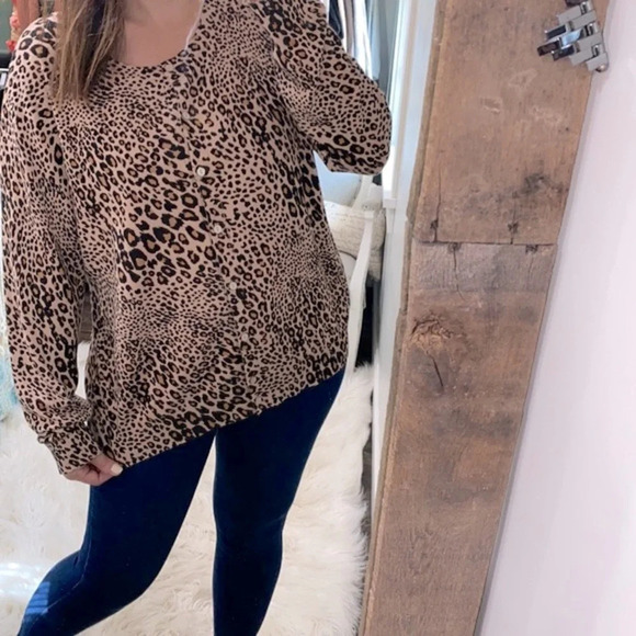 Time & Tru leopard print knit cardigan size XXlarge new with tags - Picture 3 of 10